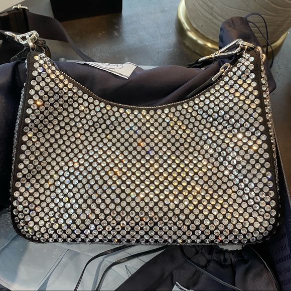 Prada Crystal Re-Edition 2005 Crossbody Chain Shoulder Bag Black Reedition - Picture 14 of 16